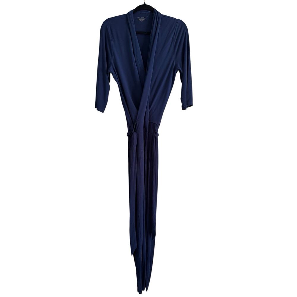 Les Lunes Bamboo Navy Blue Faux Wrap Jumpsuit Women’s Size Large